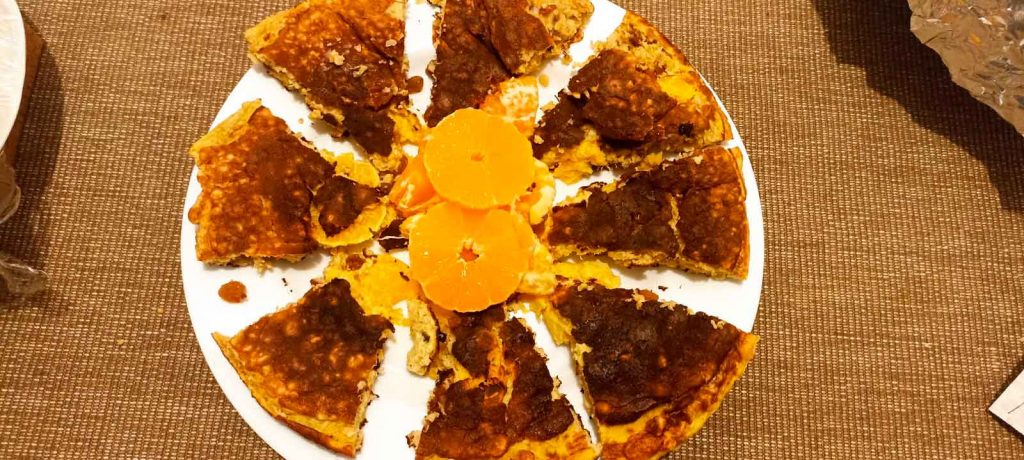 tortilla de avena con naranja y pasas